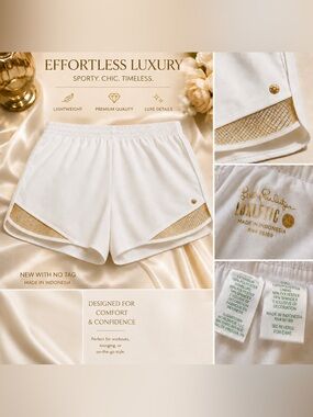 Lilly Pulitzer White Shorts with Gold Mesh Accents